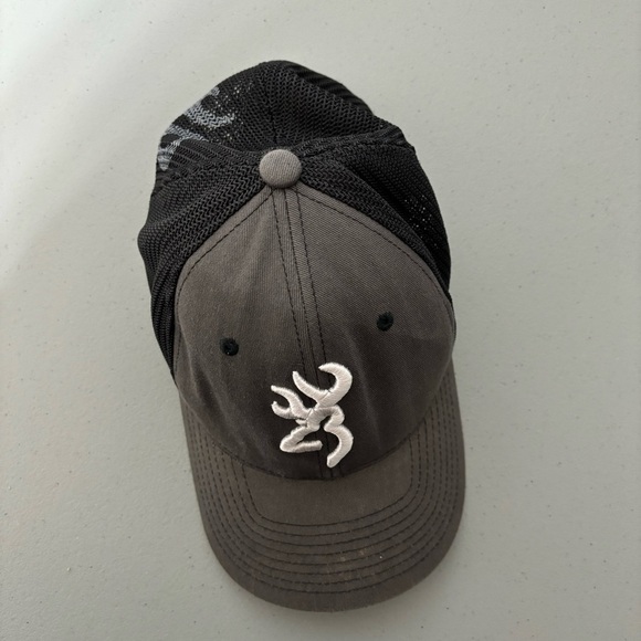 Browning Baseball Hat Cap Small/Medium Adult Flexfit Black Gray - Picture 4 of 7